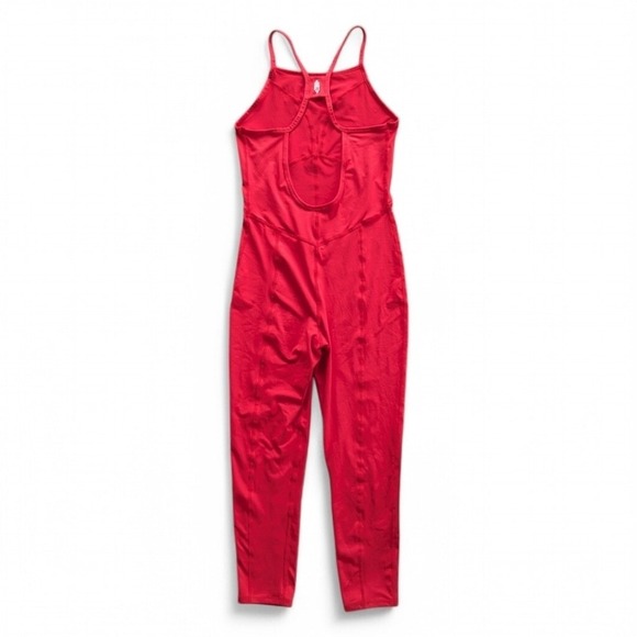 Free People Neon Coral Athleisure‎ Jumpsuit Size M - Picture 6 of 10